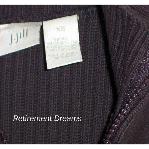 J. Jill XS Womens Sleeveless Zip-Up Sweater Vest Brown Faux Suede Ribbed Knit - Picture 3 of 3